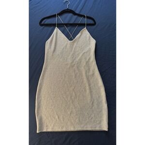 Bodycon Mini‎ Dress H&M Divided Women's Medium Silver Sparkly Open Back